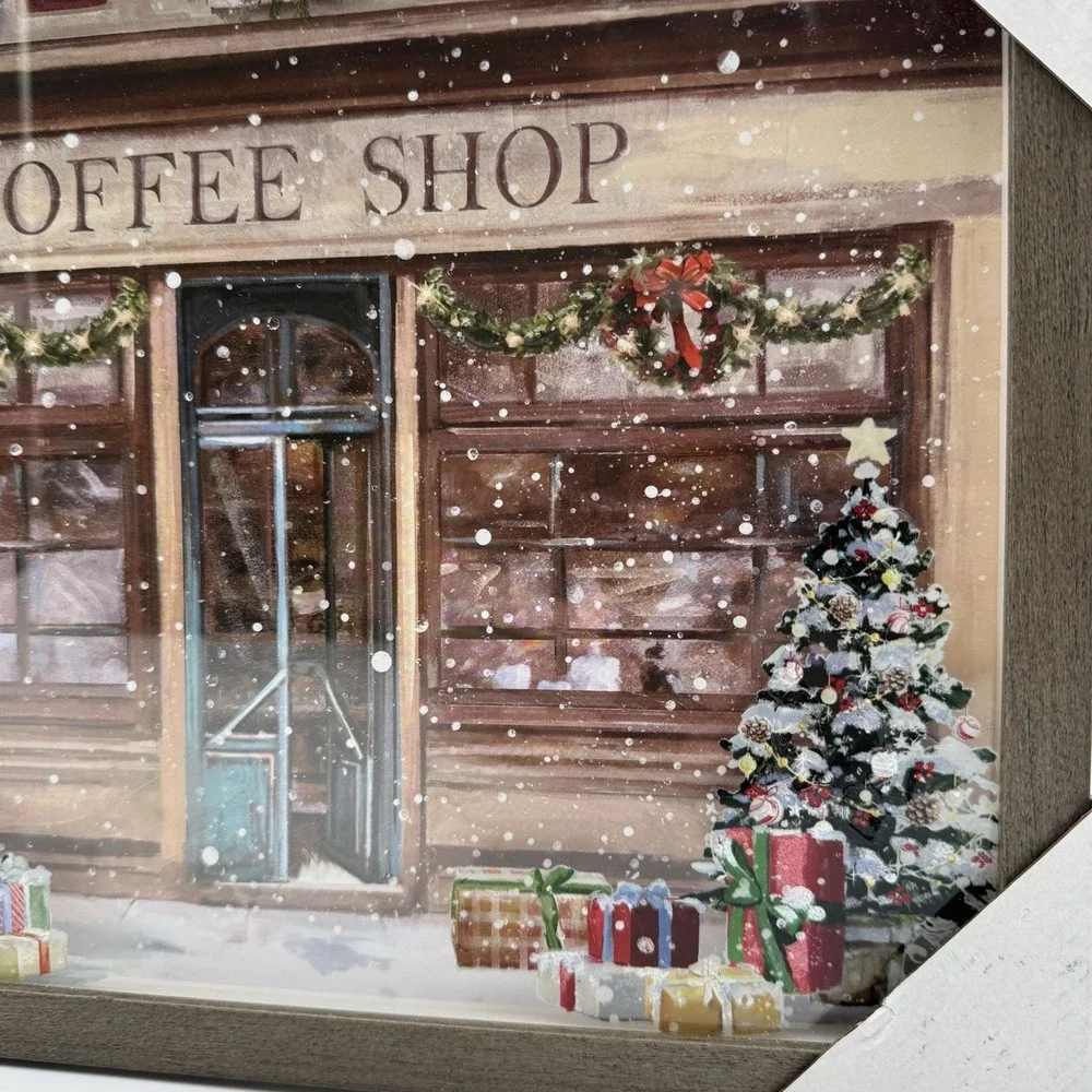 Hobby Lobby Christmas Classics Winter Coffee Shop Framed Wall Decor NEW